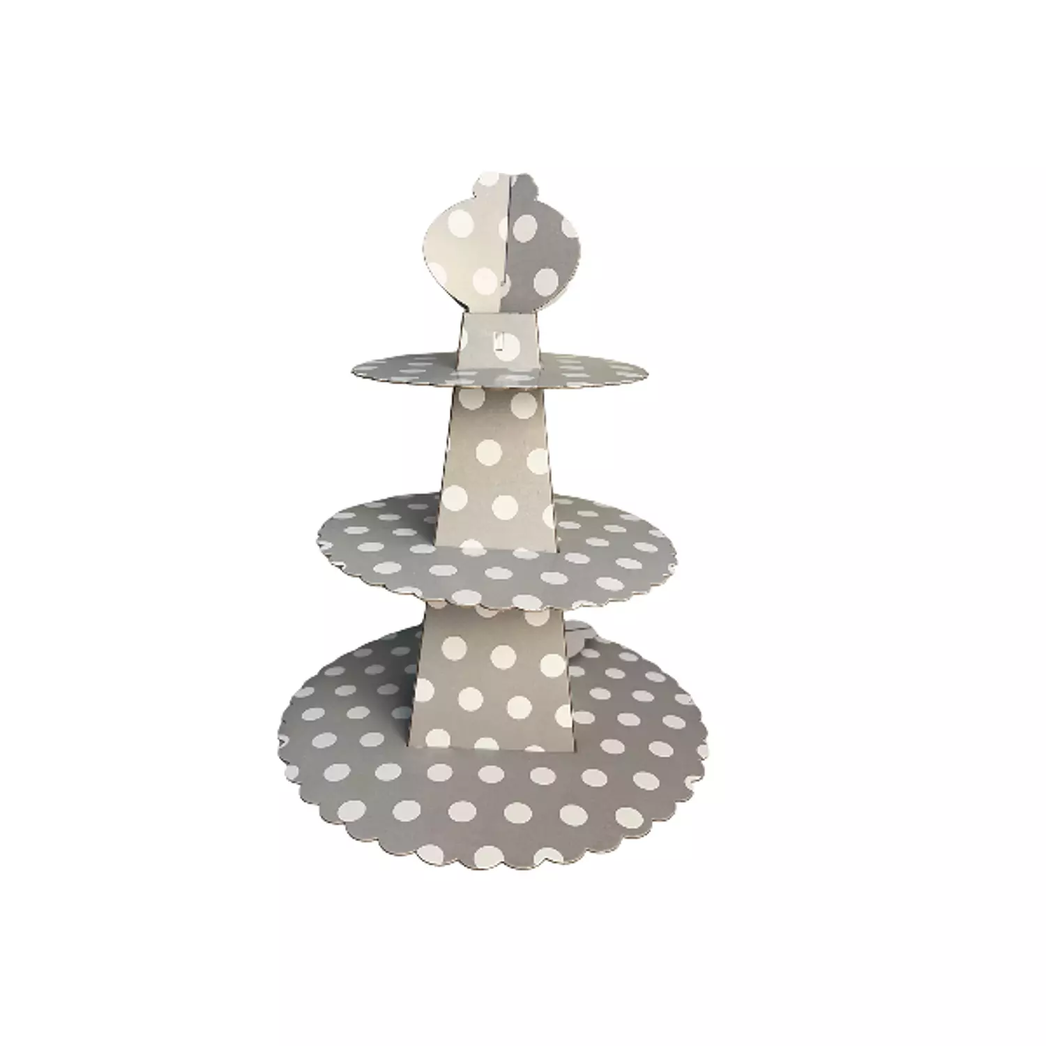Grey White Dots Cupcake Stand image