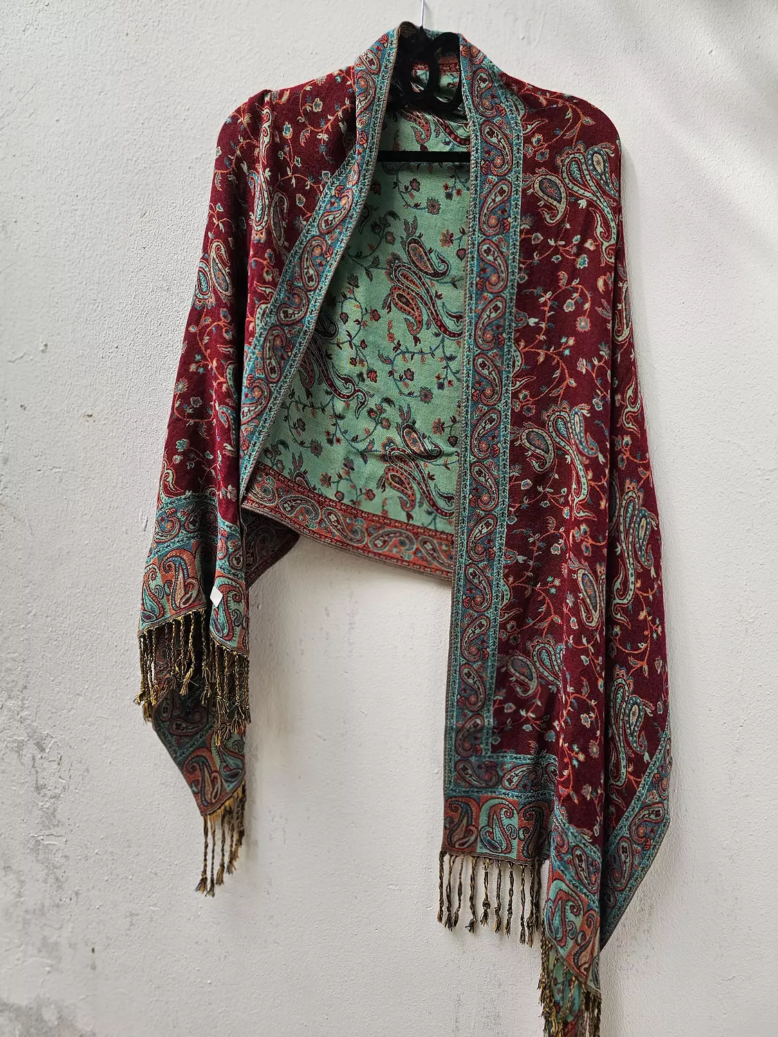 burgundy/Mint green Pashmina image