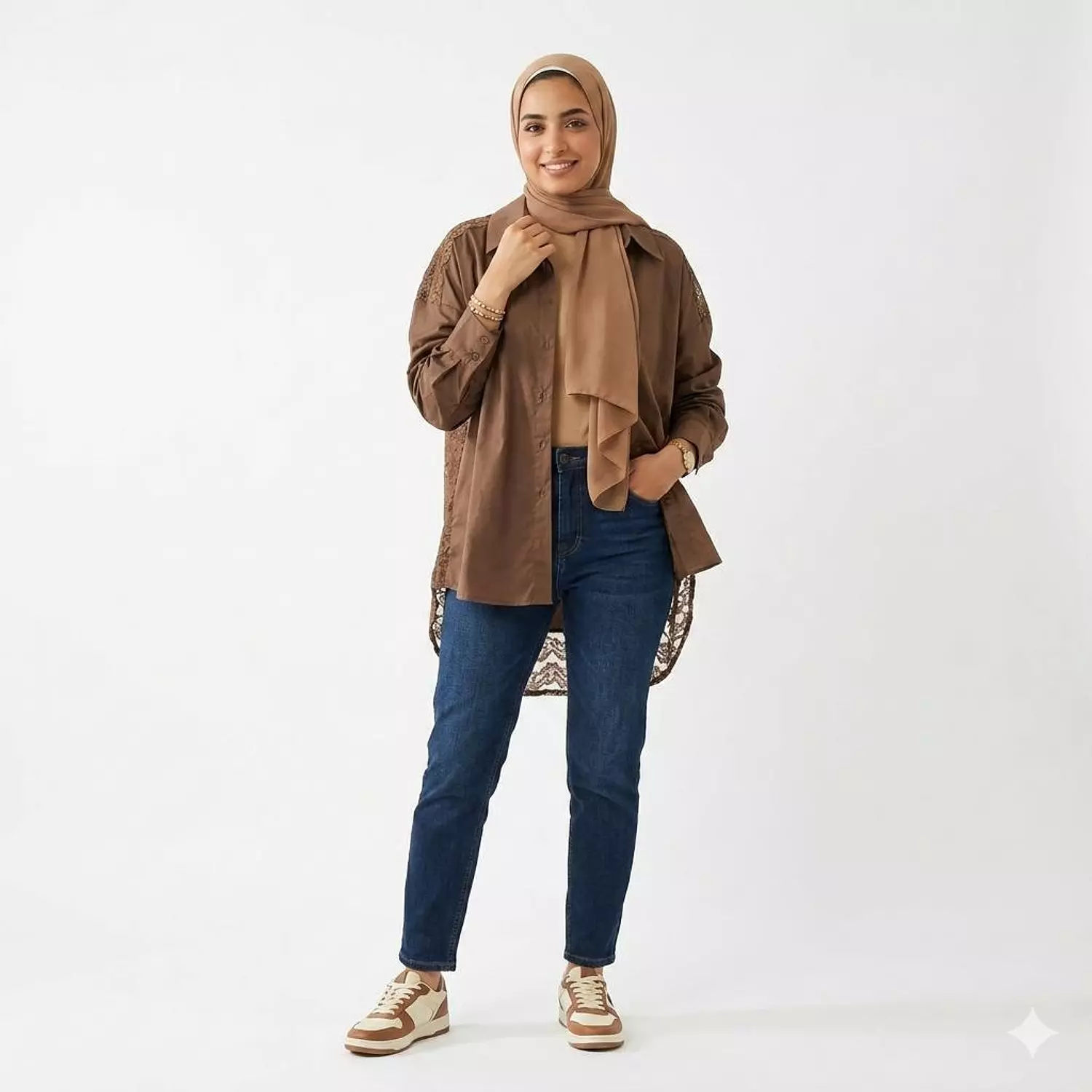 Longline Shirt with Lace Back Detail 1