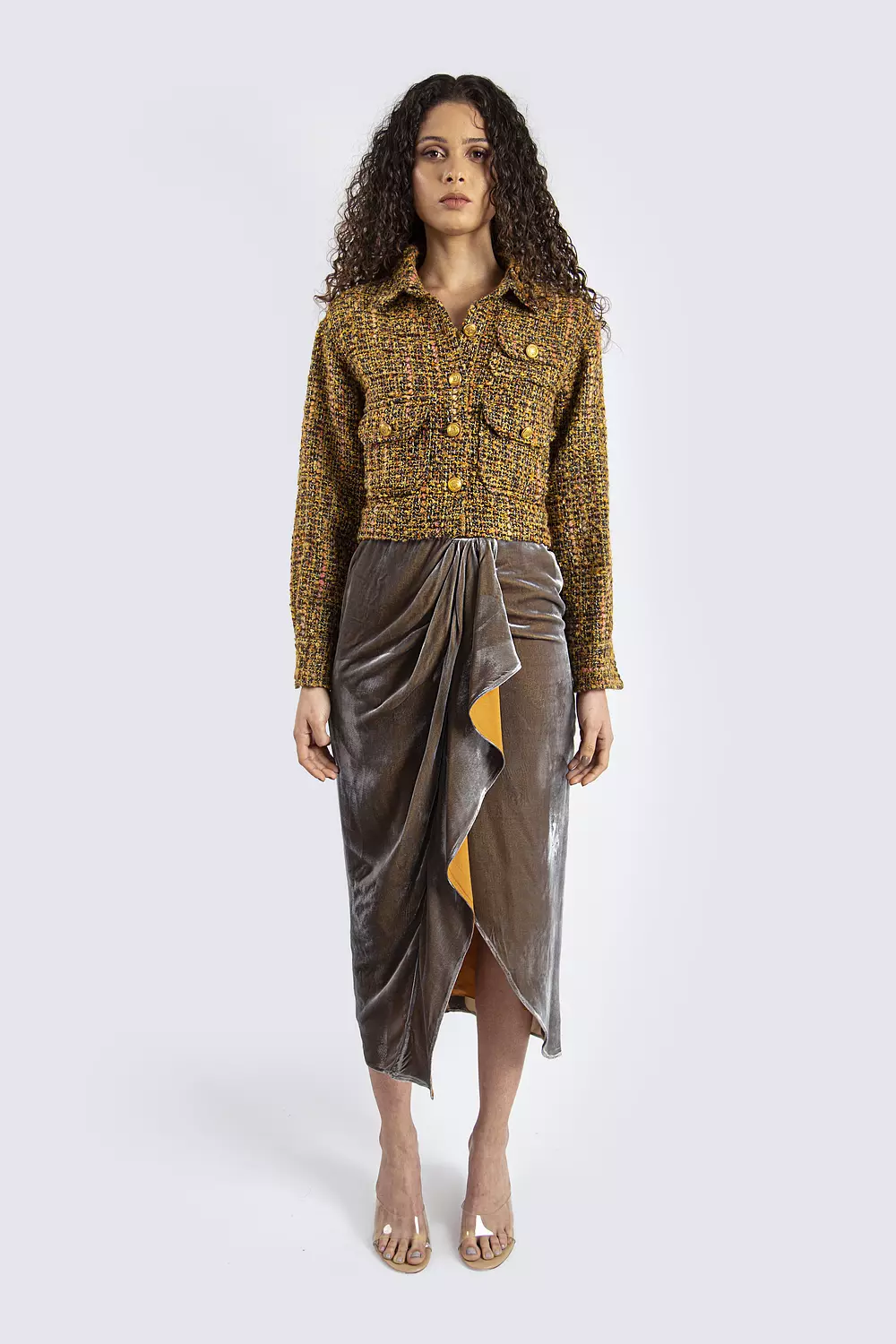 Velvet Grey Ruffle Skirt  4