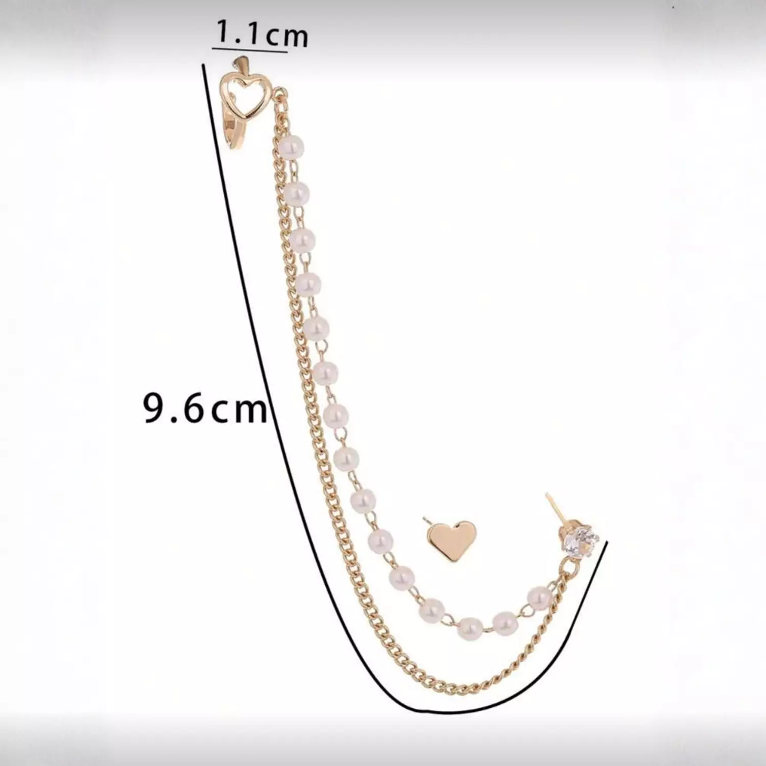 Heart Cuff & Stud 2 Pc Earrings Set 2