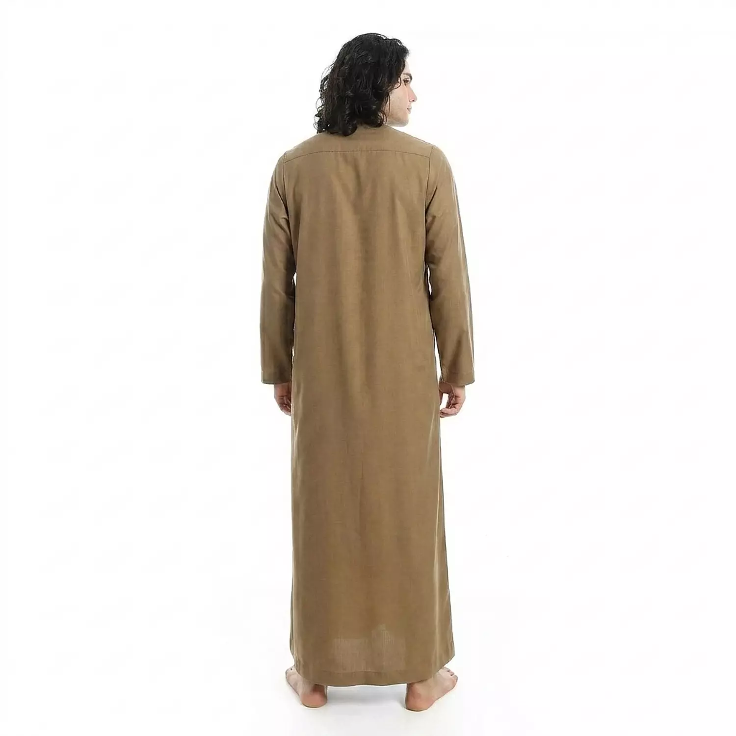  جلابيه رجالي كم طويل - قطن - 2590 - كموني 3