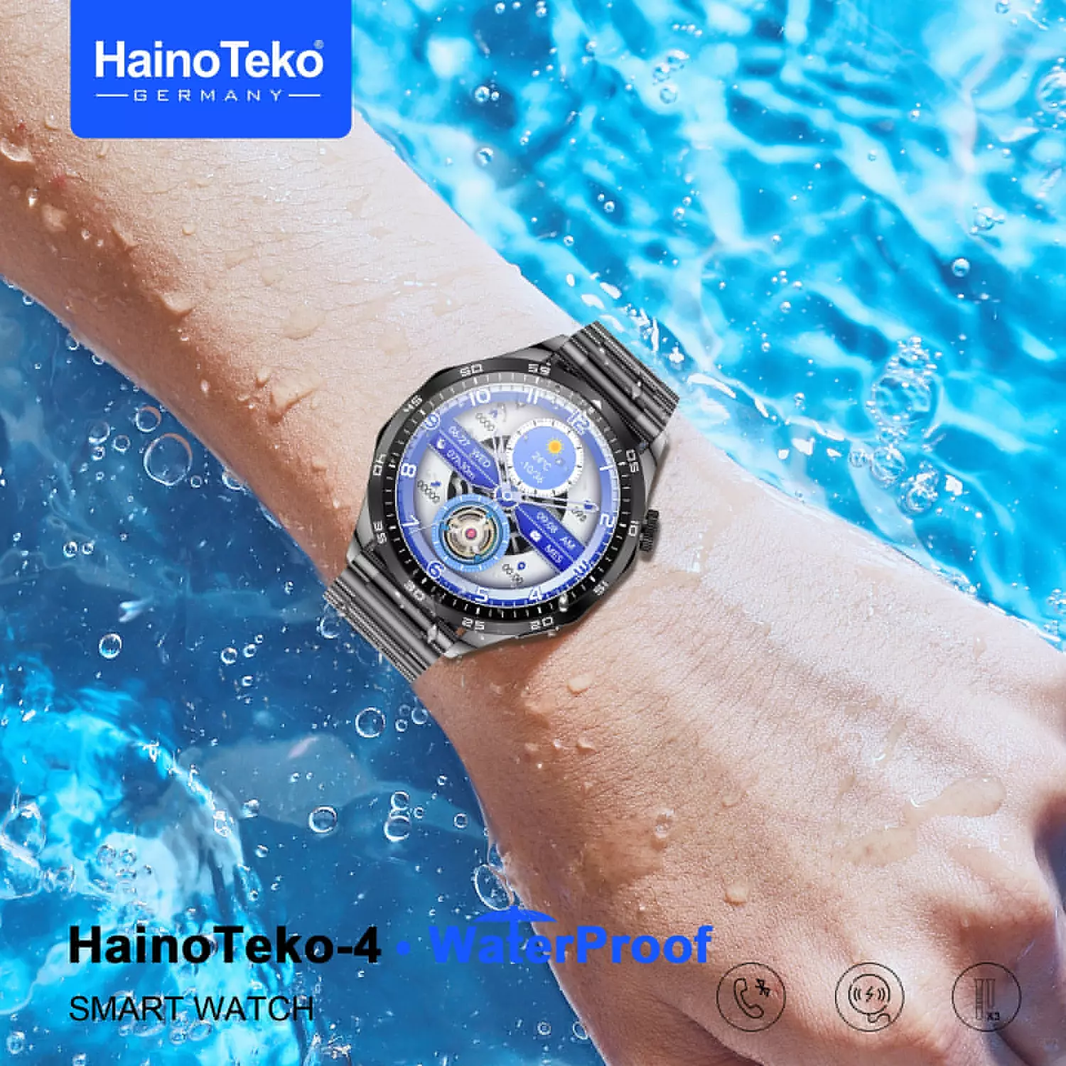 Haino Teko-4 Smart Watch with AMOLED Display - Water Resistant - 3 Interchangeable Straps - Black 2