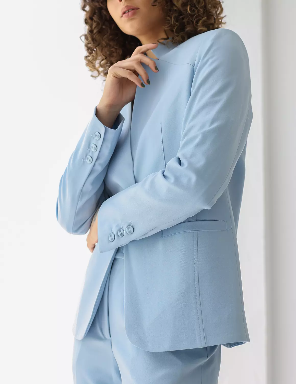 Sky Whisper collarless blazer 5