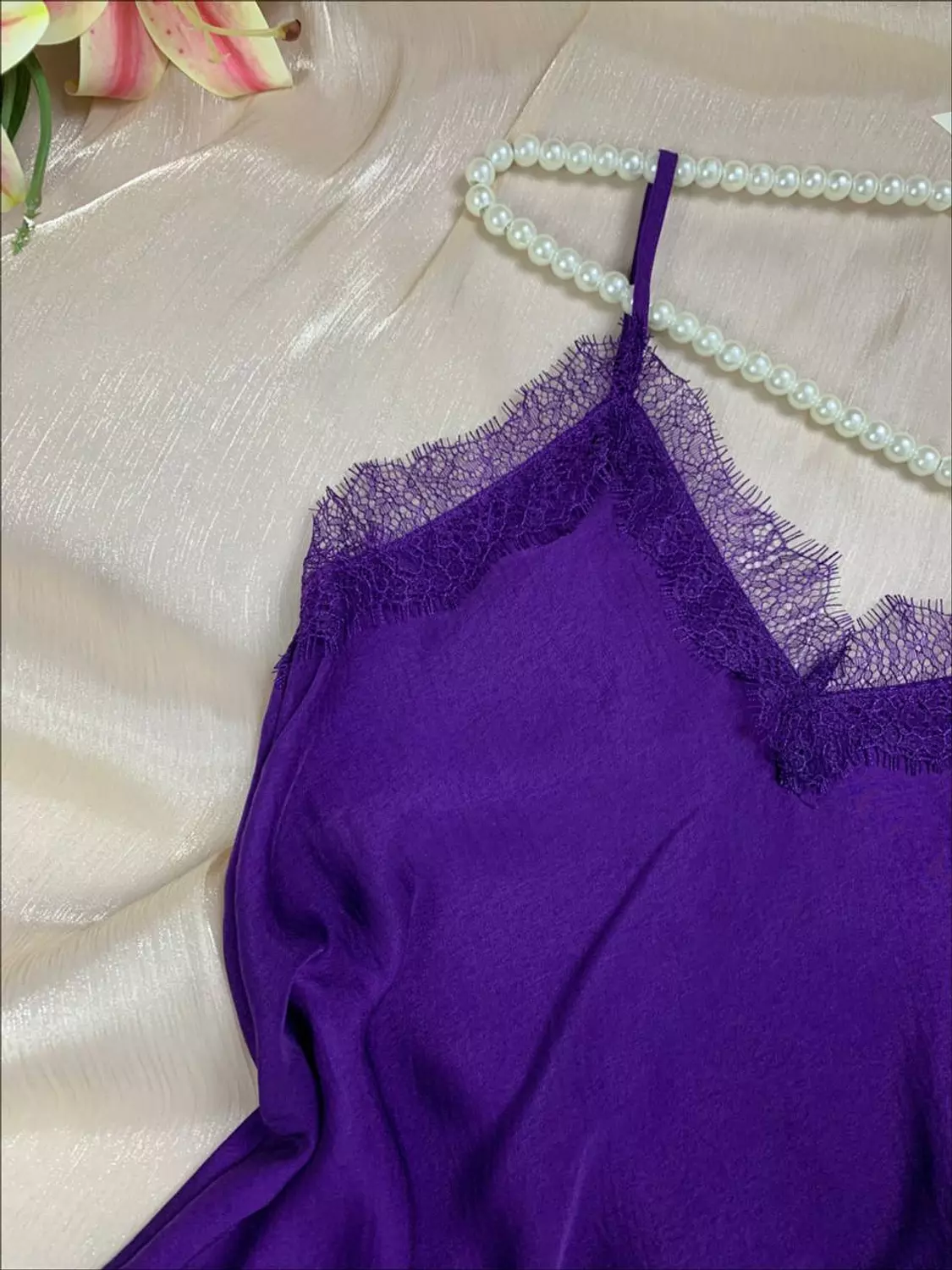 Long silky satin lingerie with Lace from Max   sizes 4