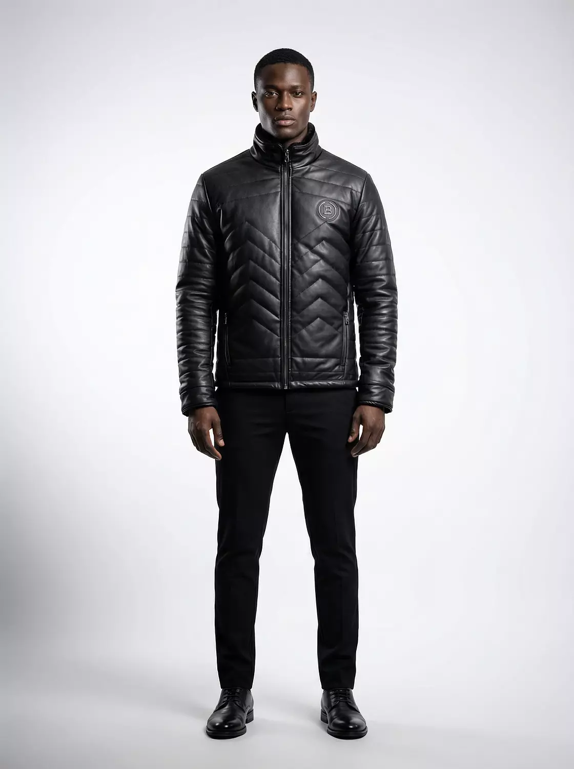 Jacket Leather Balmain Circle badge  image