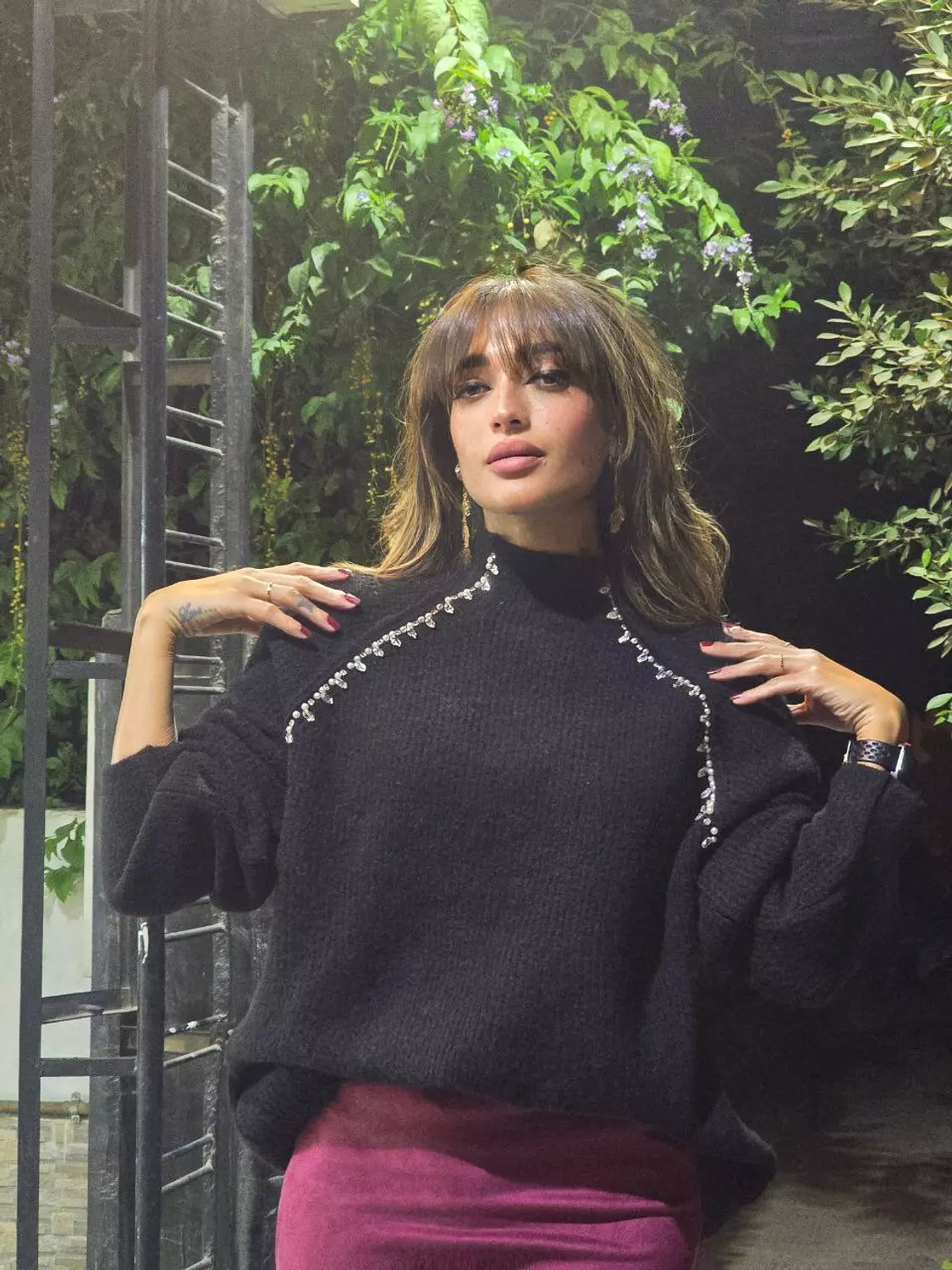 Black wool Pullover with diamonds image