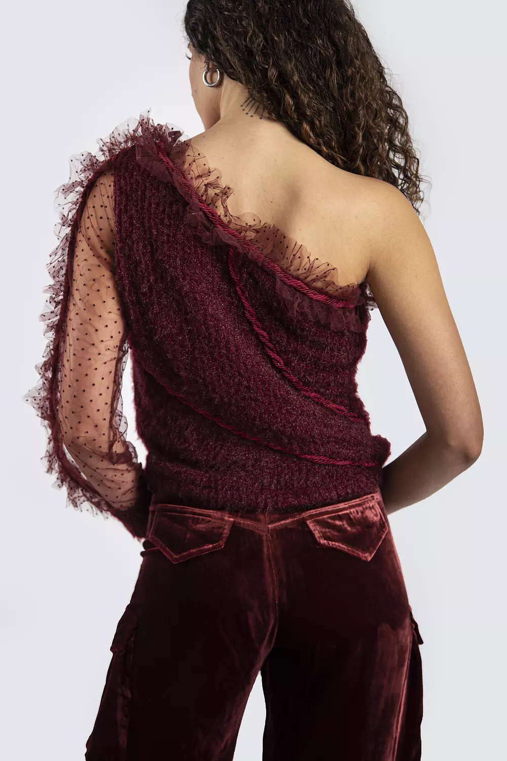 One Shoulder Burgundy Top  3