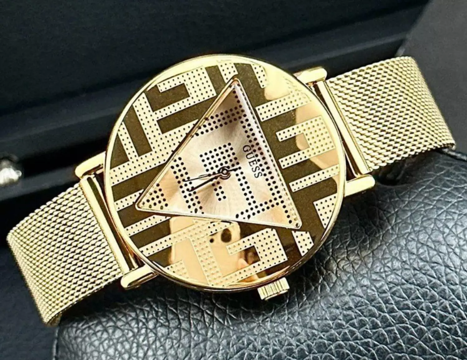GUESS Gold-Tone Triangle Watch 3