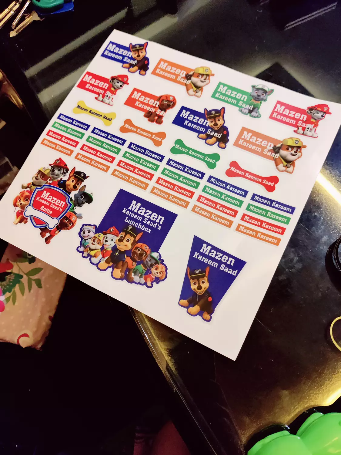 Paw Patrol School Labels Stickies 