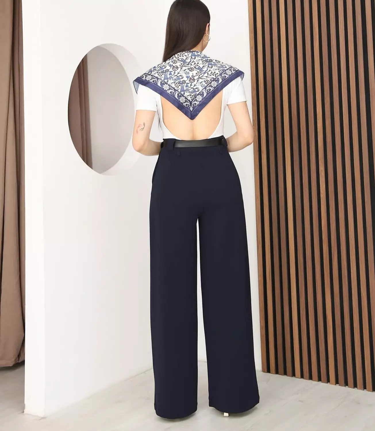 Black formal pants with gold buckle belt 2