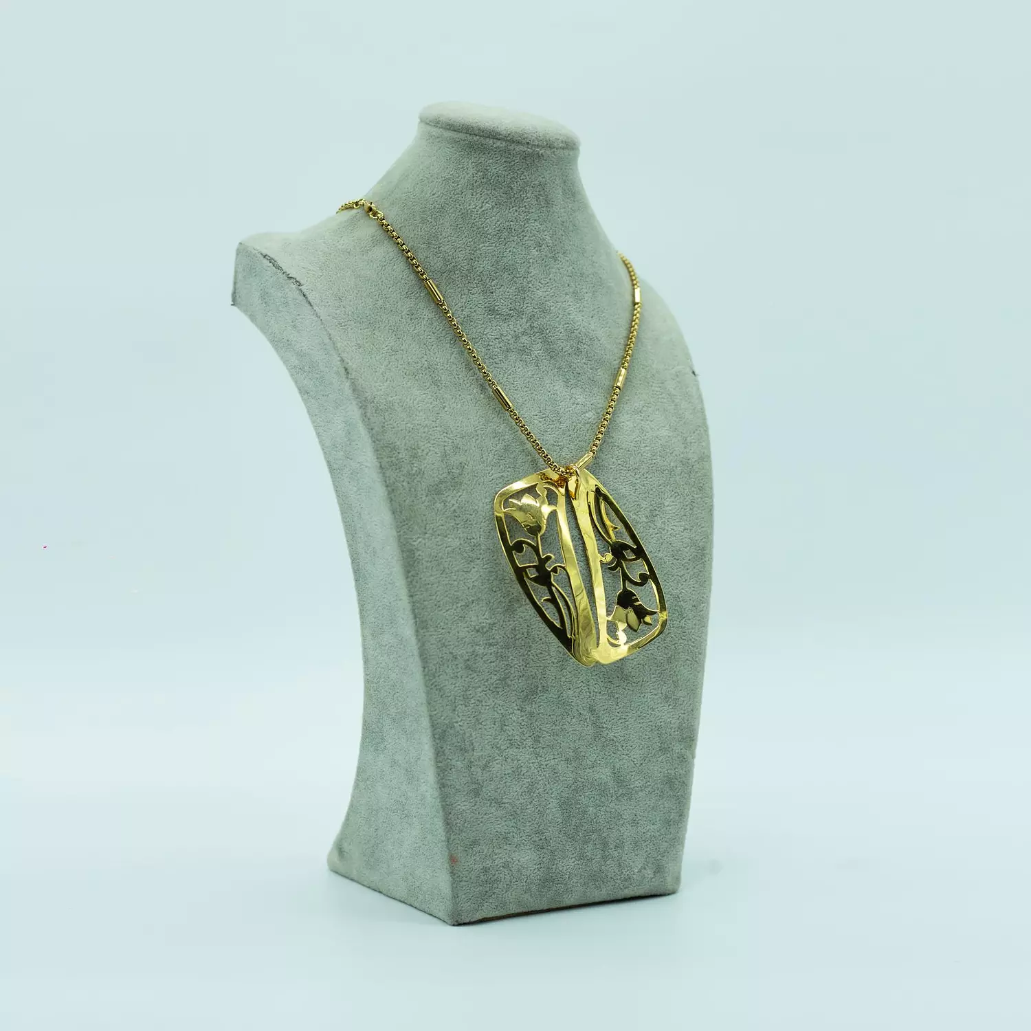 Hand-carved brass sculpture, gold and silver plated, 60 cm - lotus flower 8