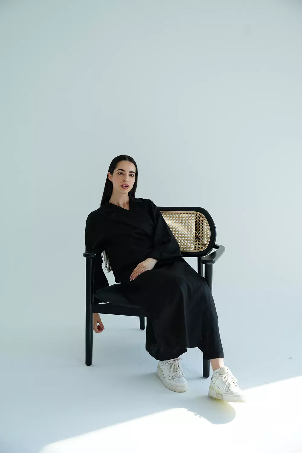 Black linen side-tie dress  image