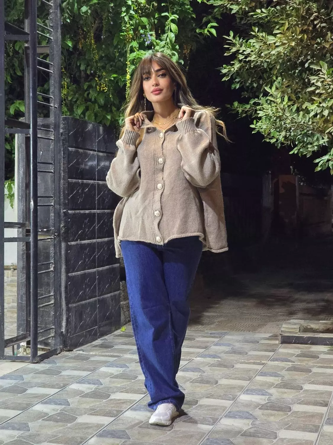 Oversize Café Cardigan with Gold Buttons  4