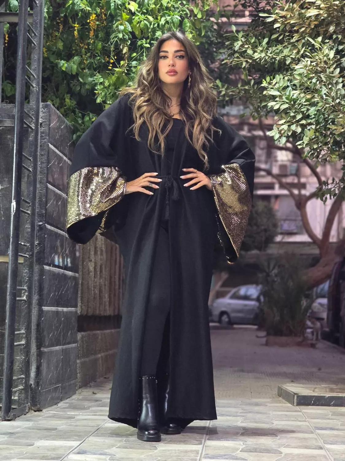 Black Metallic Kaftan  hover image