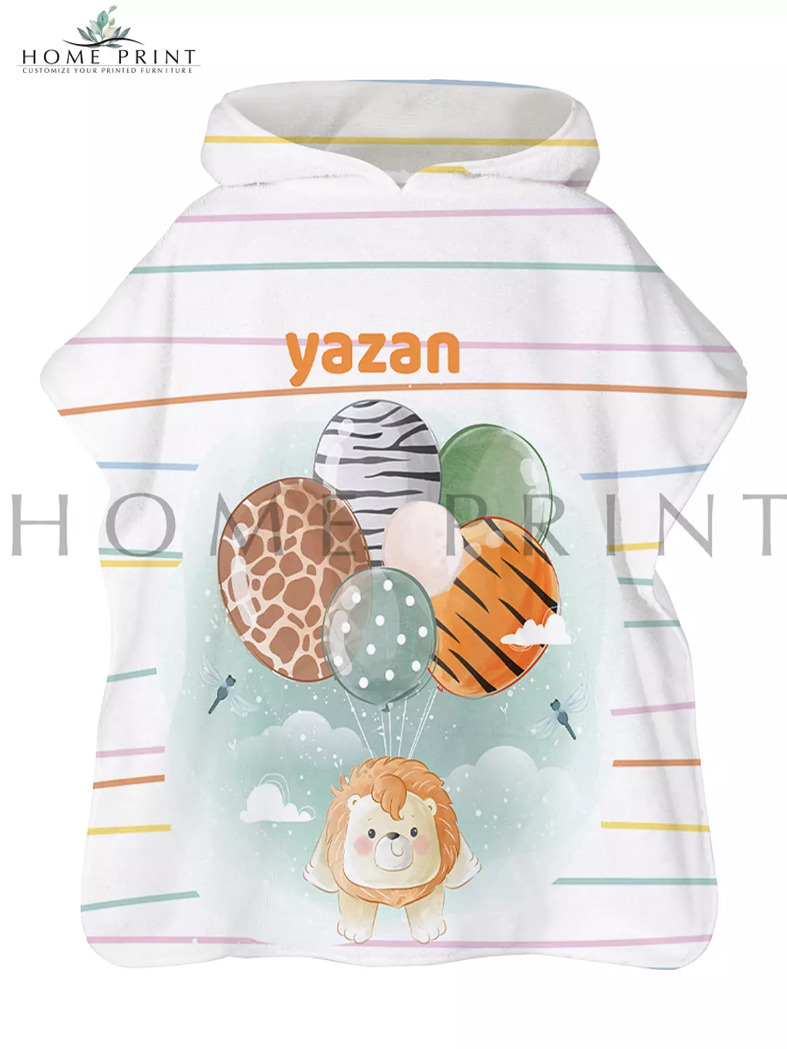 Microfiber Poncho - Lion with Ballons  image