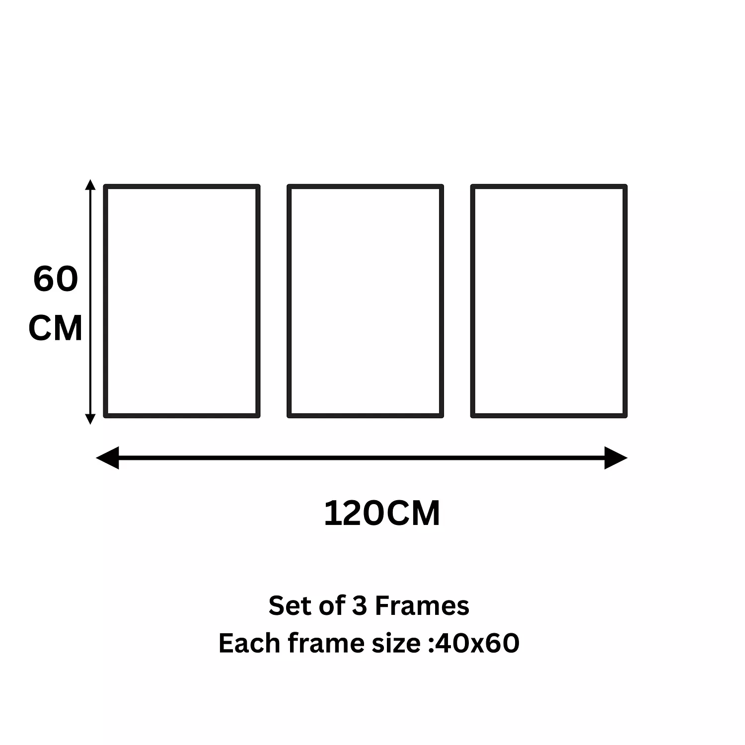  Set of 3 Wooden Frames Front Glass P.G960 4