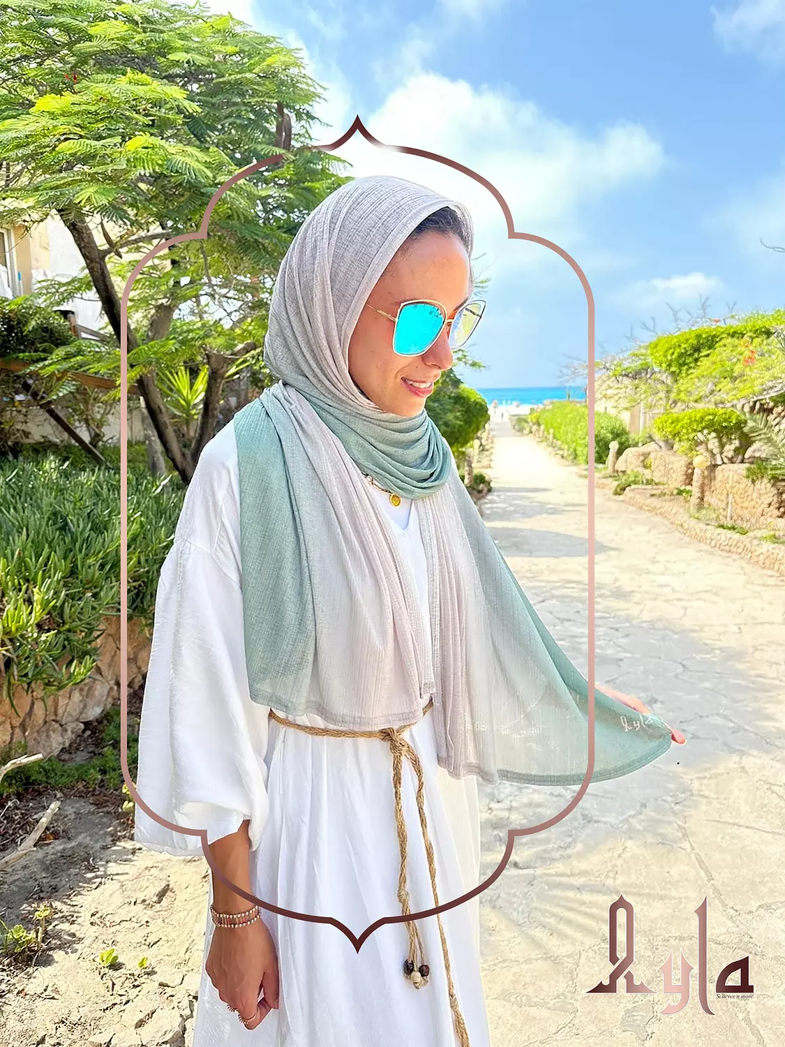 MINT GREEN & BEIGE SCARF 2
