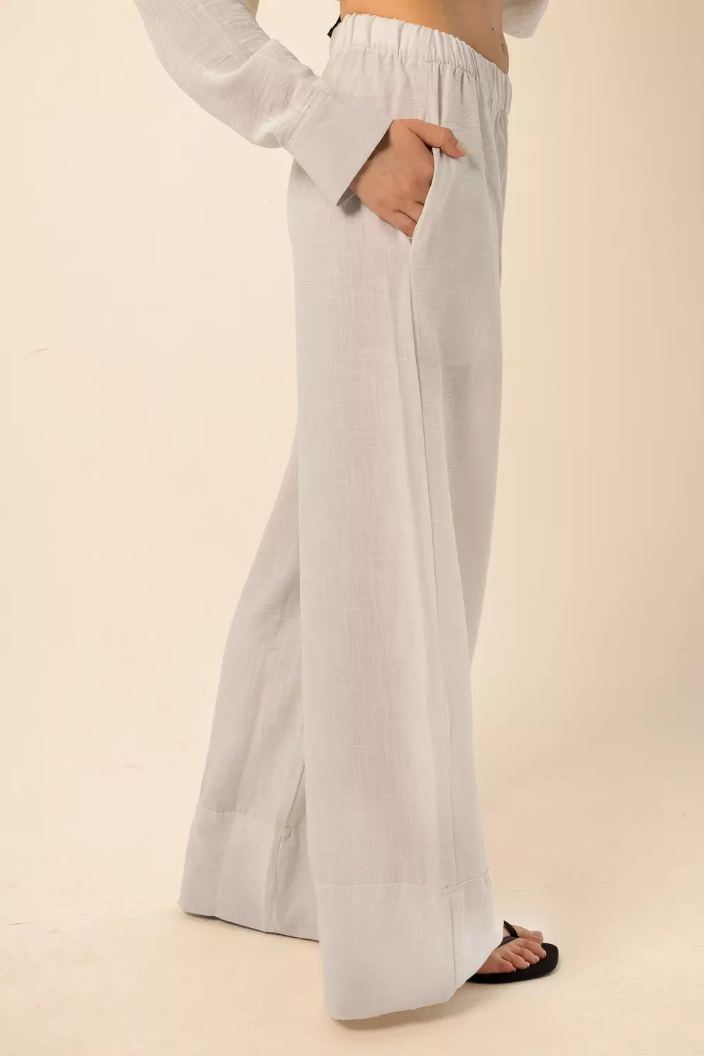 Wide-Leg Pants - Oyster White 2