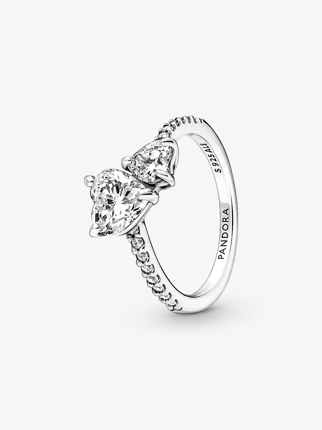 Double Heart Sparkling Ring Sterling silver image