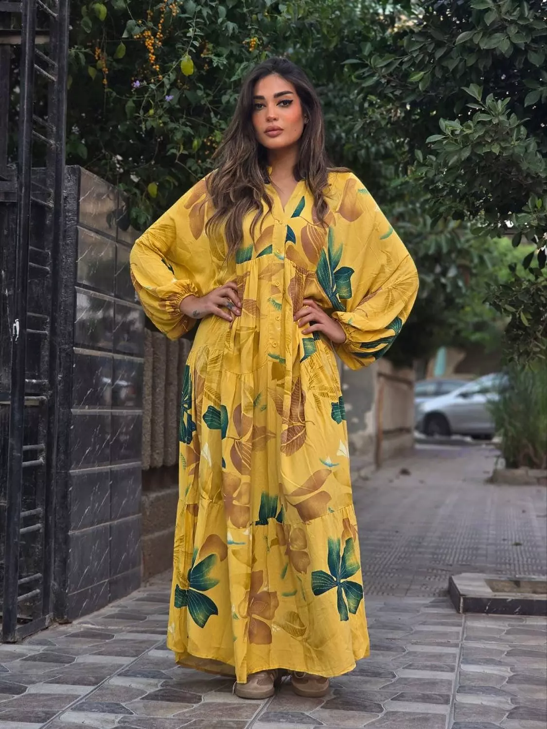 Yellow floral dress  5