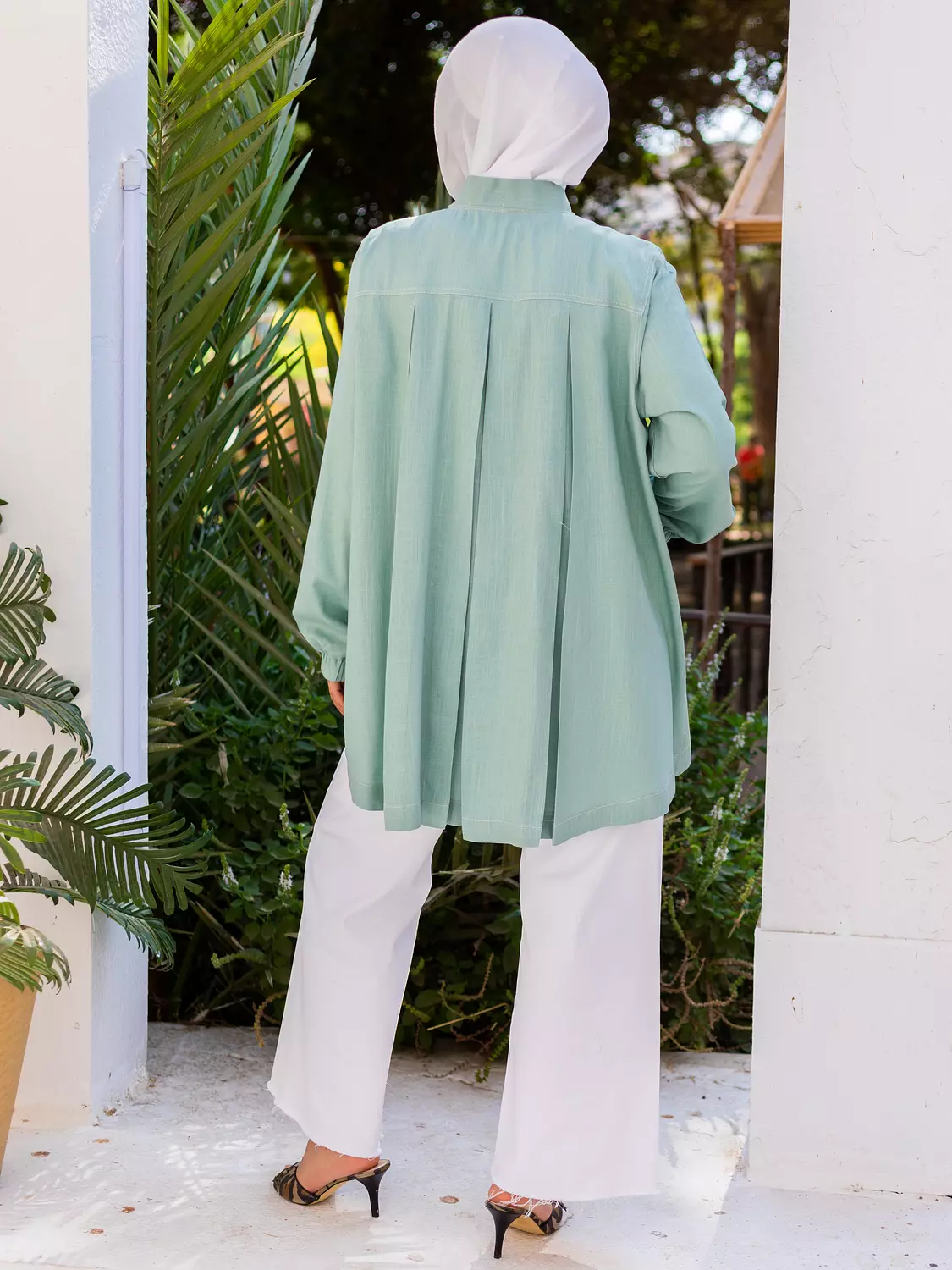 FLY HIGH LINEN Jacket in mint green  3