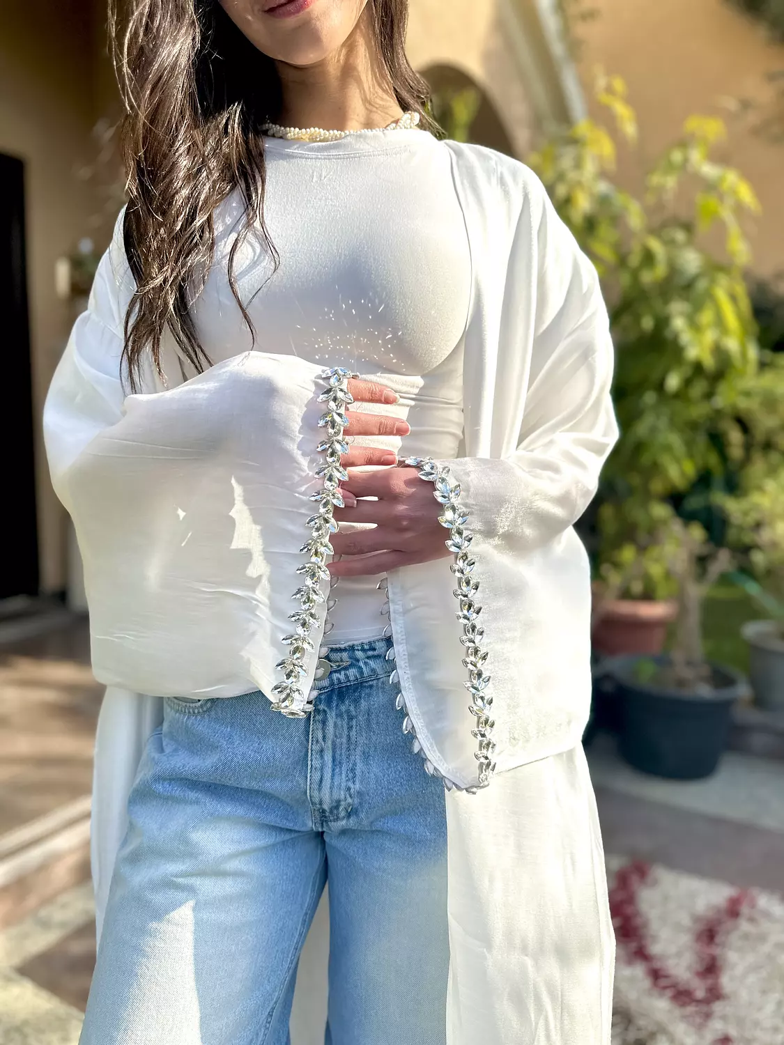 Sparkling White Rhinestones Kaftan 1