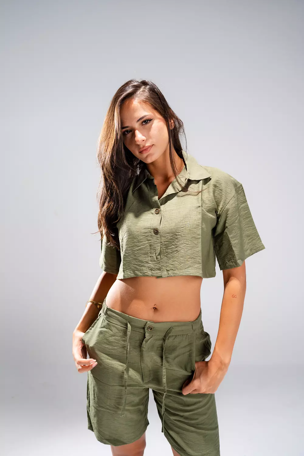 Linen Cropped Shirt image