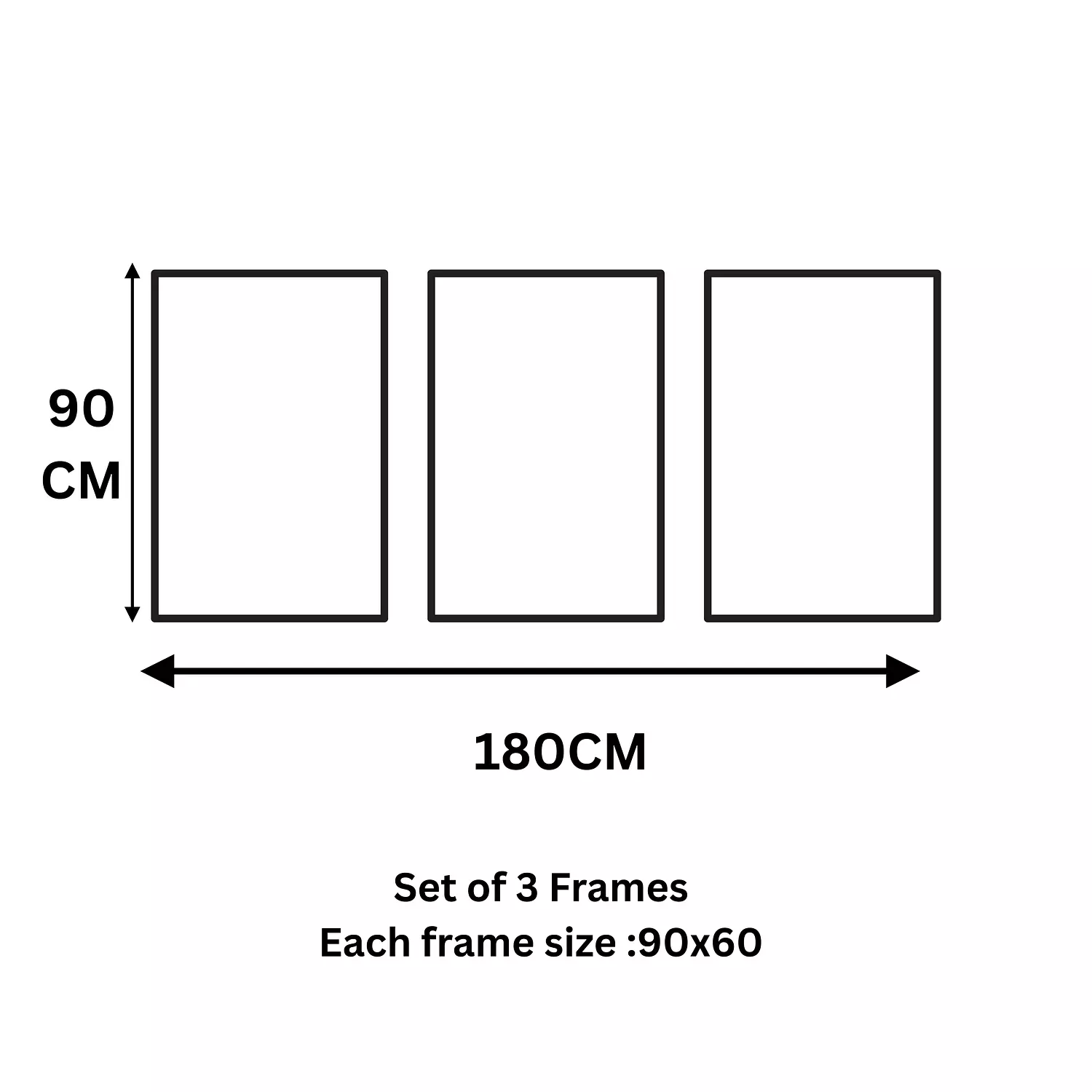  Set of 3 Wooden Frames Front Glass P.G960 3