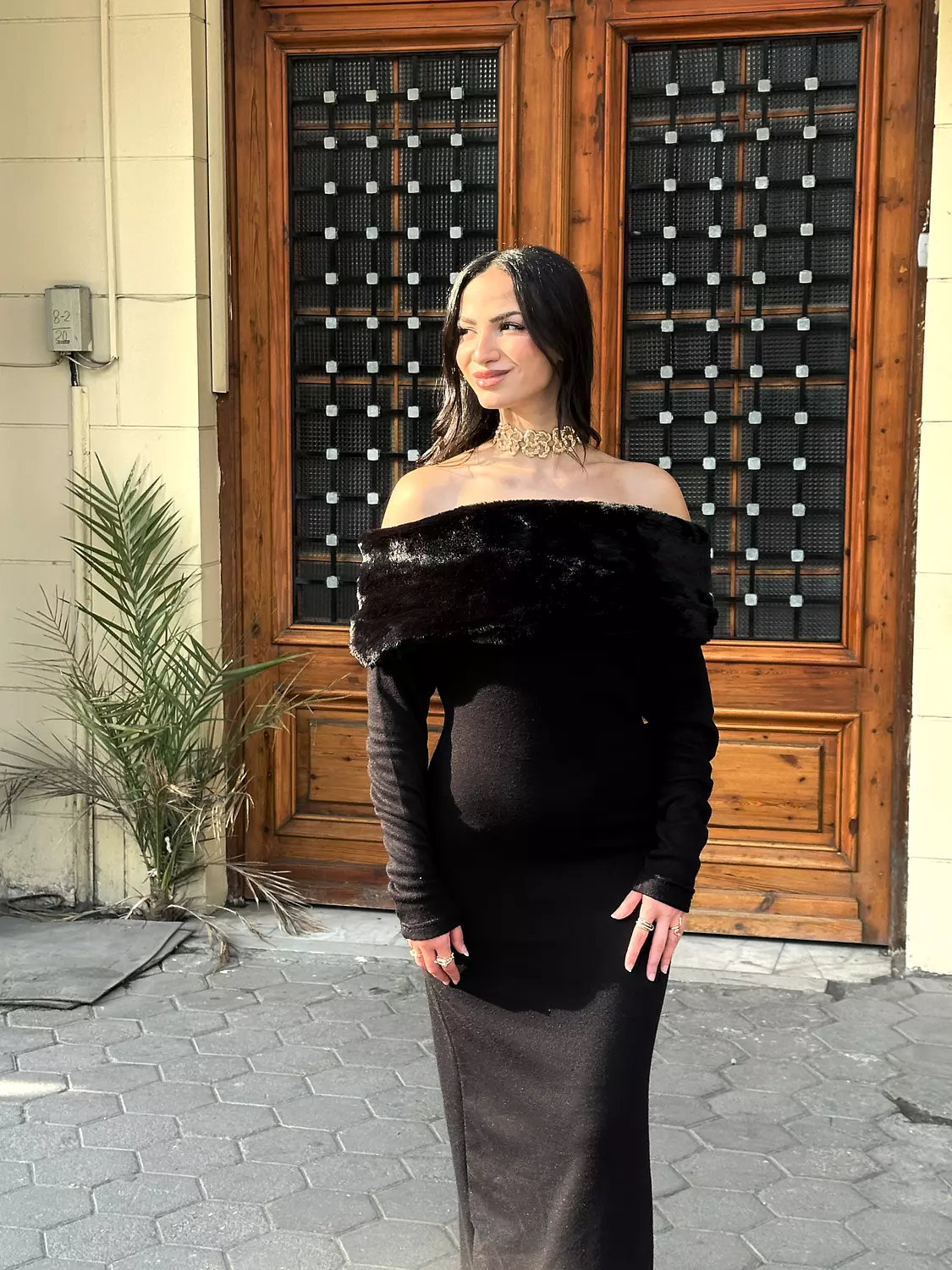 Knit Fur Black Dress 3