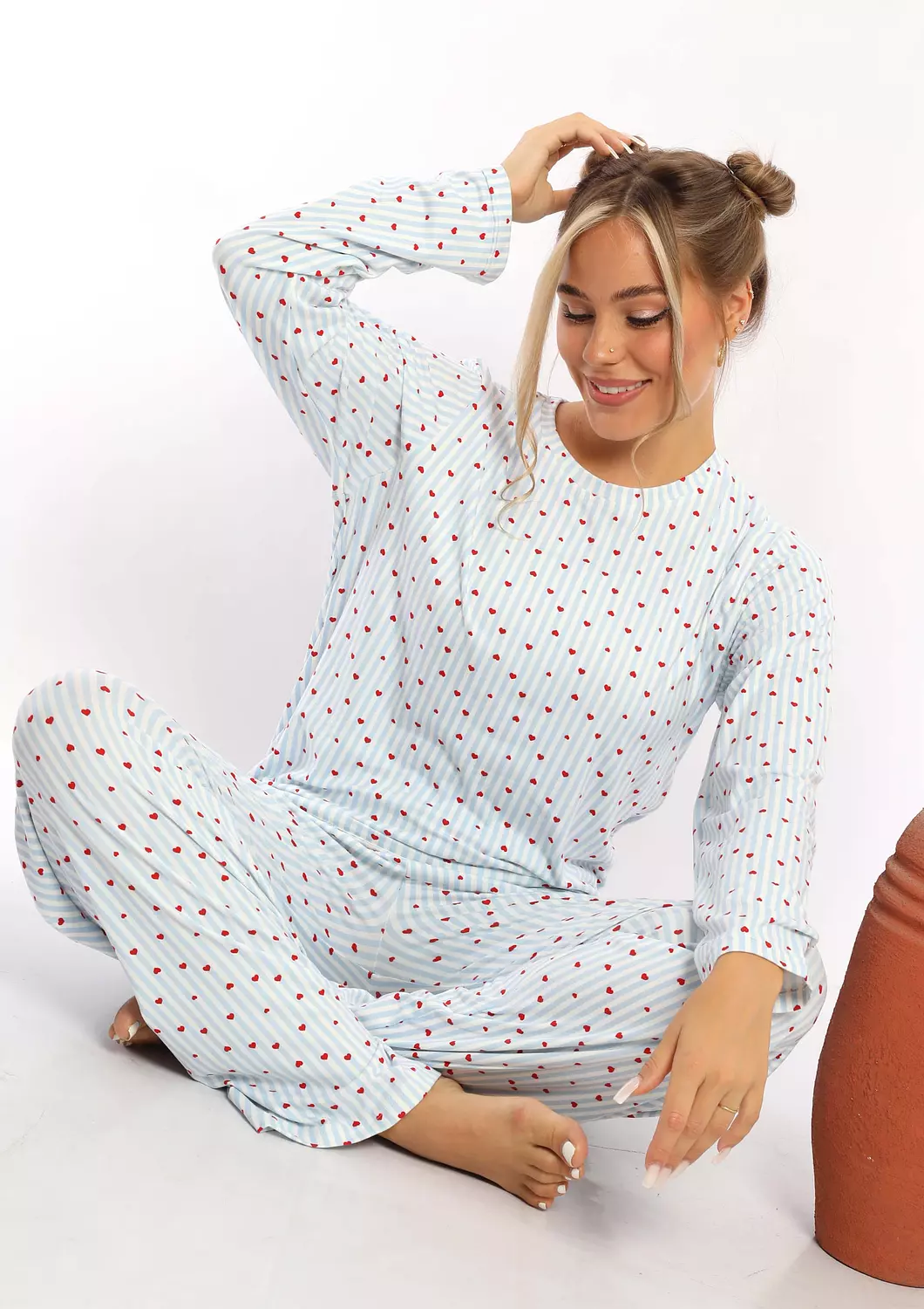 C331 PINK HEARTS LONG SLEEVES PAJAMA SET  2