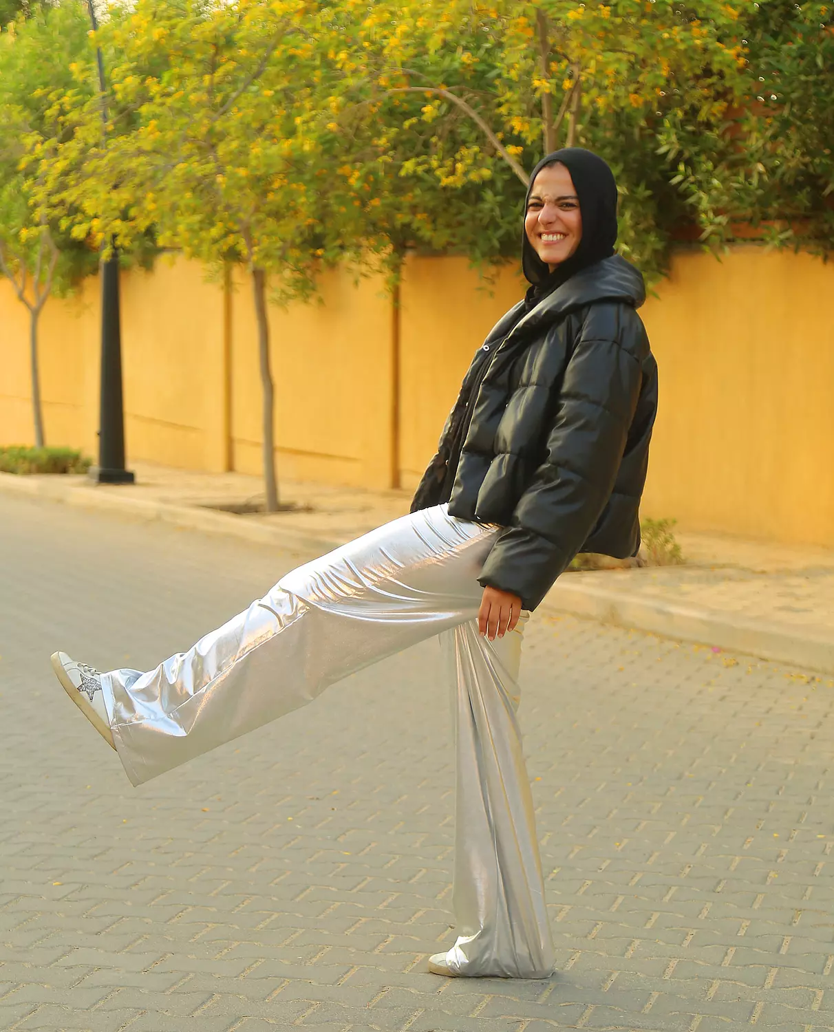 Silver Metallic pants   hover image