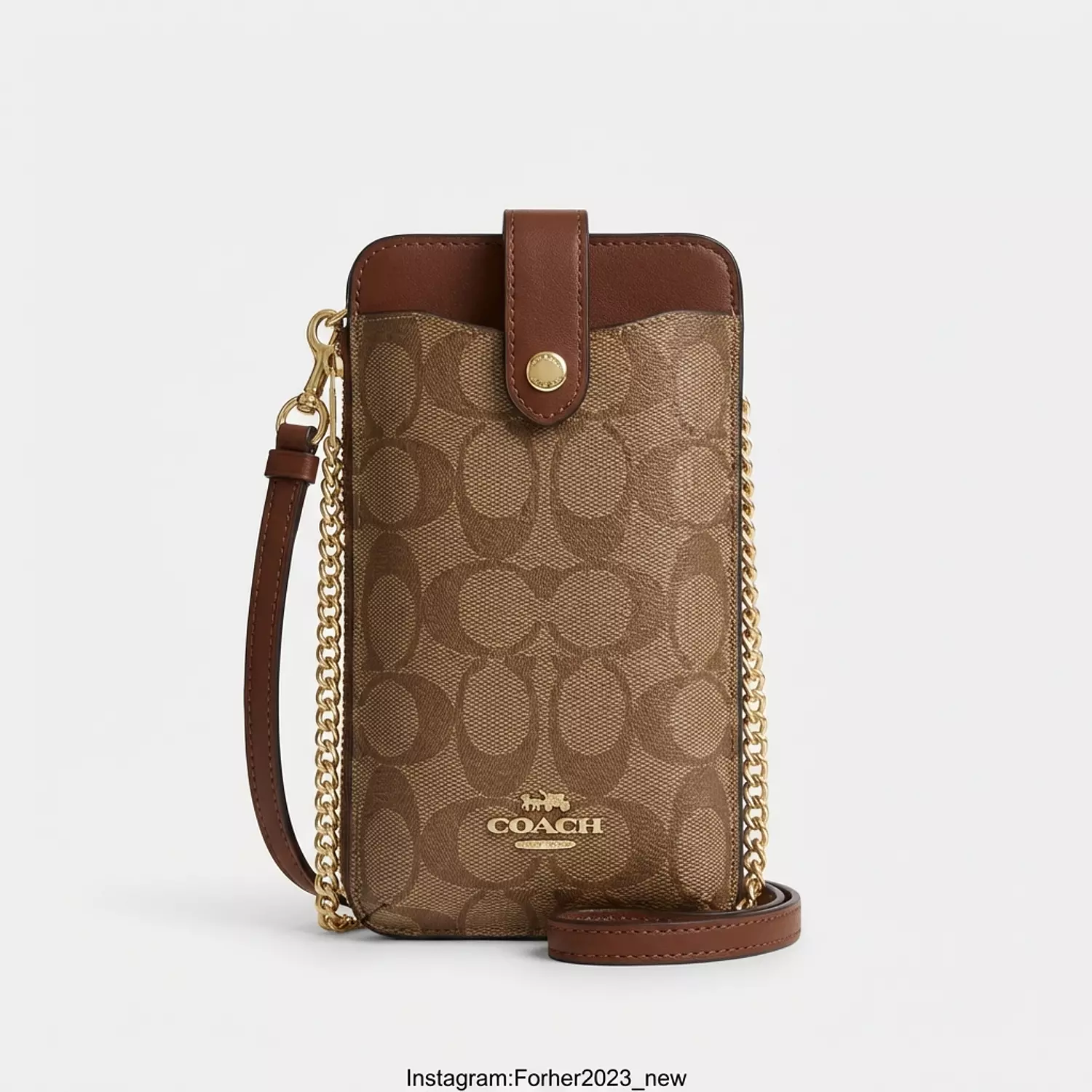 Coach Phone Crossbody In Signature Canvas tan brown image