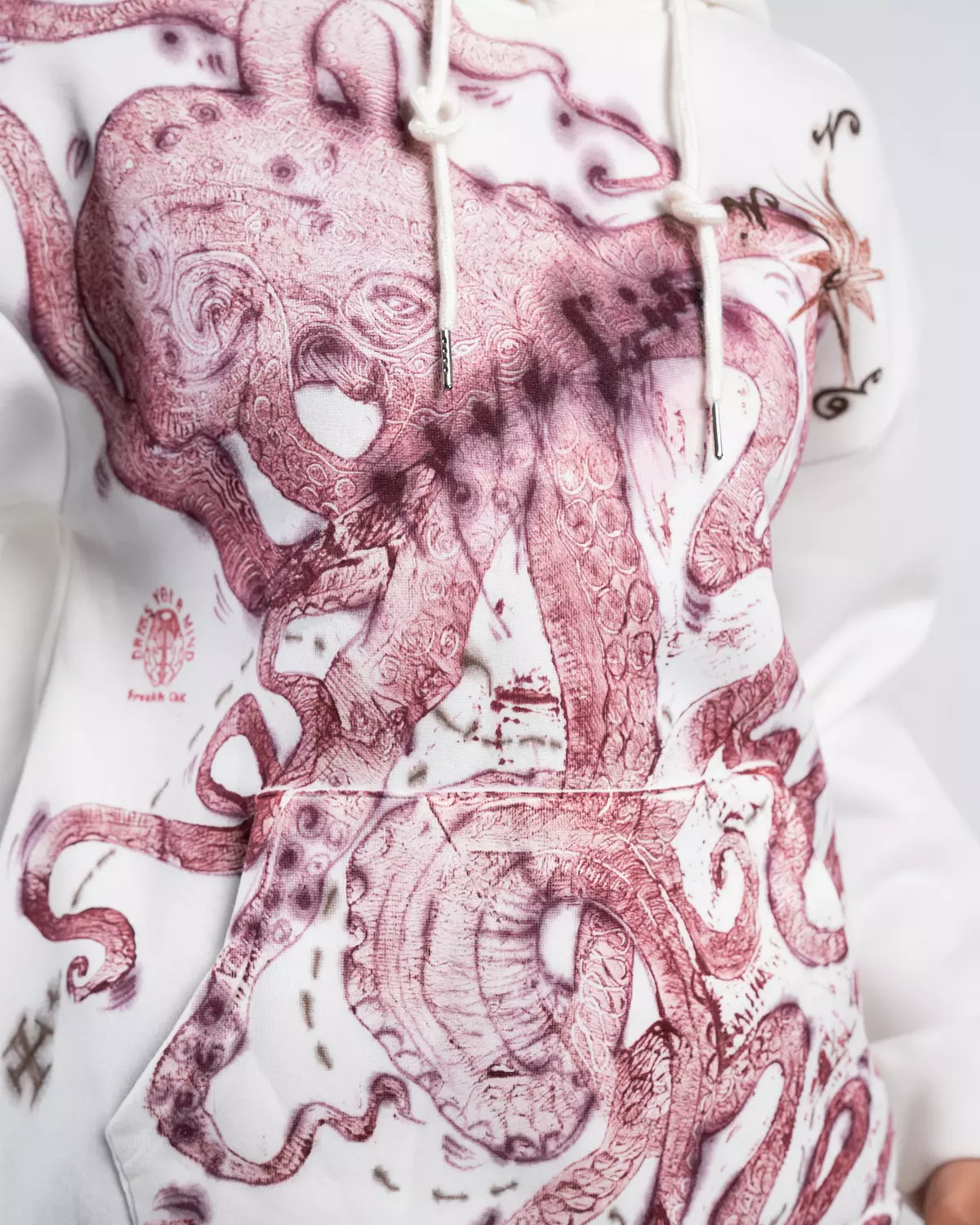 “Attack from the deep” hand-printed & painted hoodie  5