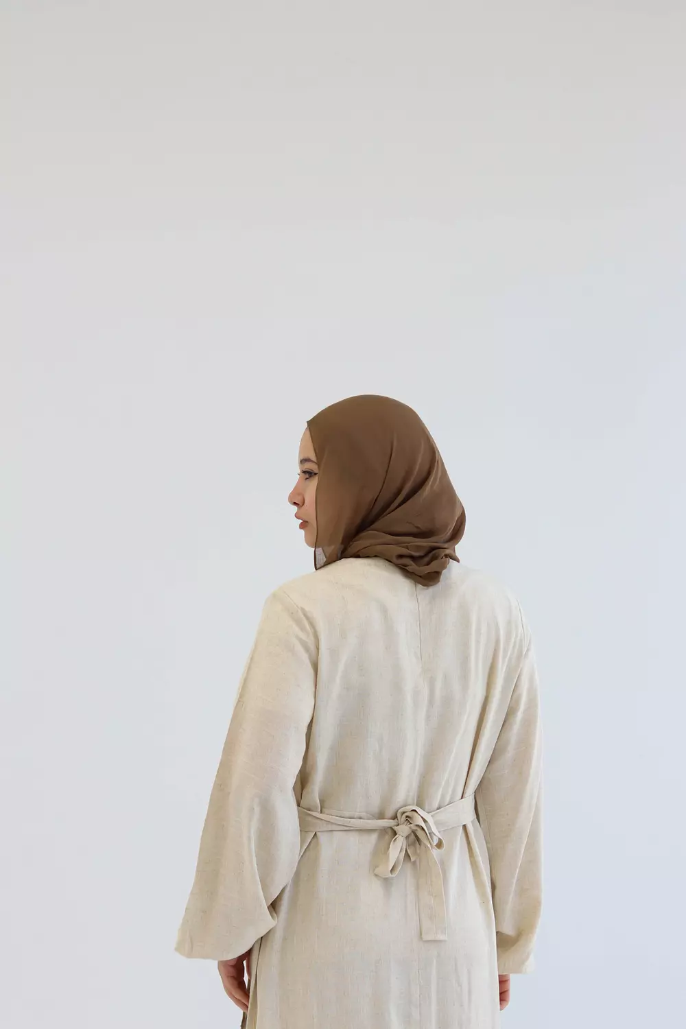 Beige Pure Linen Dress  10