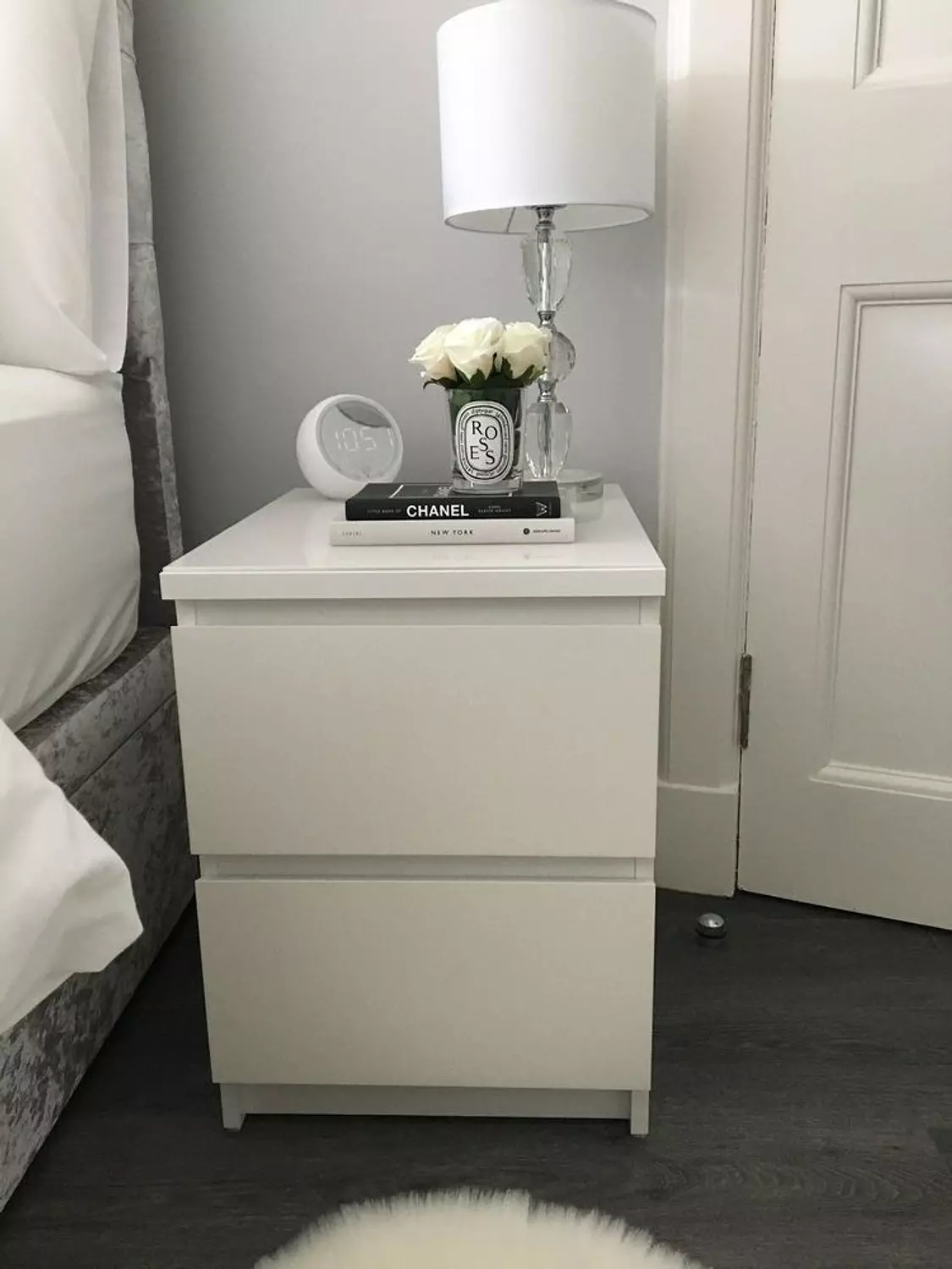 Bedside Table White - 40x40x45 cm image