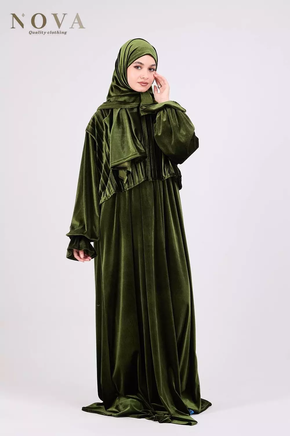 Olive green Velvet Wave image