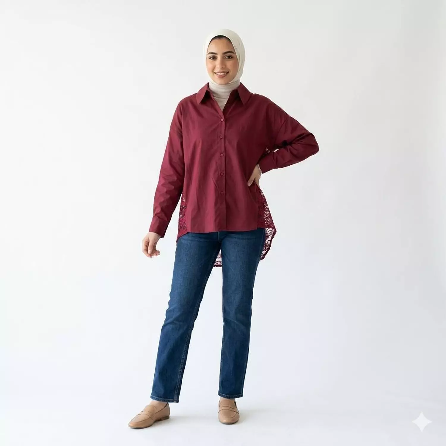 Longline Shirt with Lace Back Detail 3