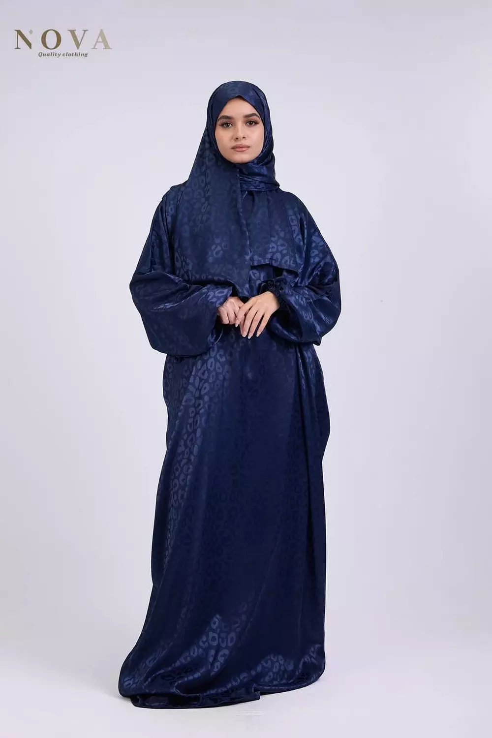 Deep navy blue Jacquard image