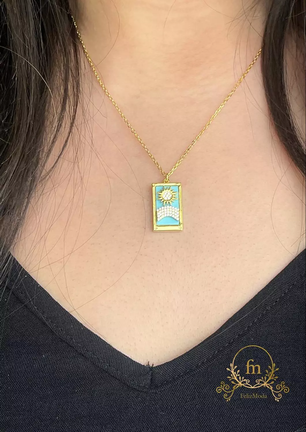 Fayrouz sun silver necklace gold plated image