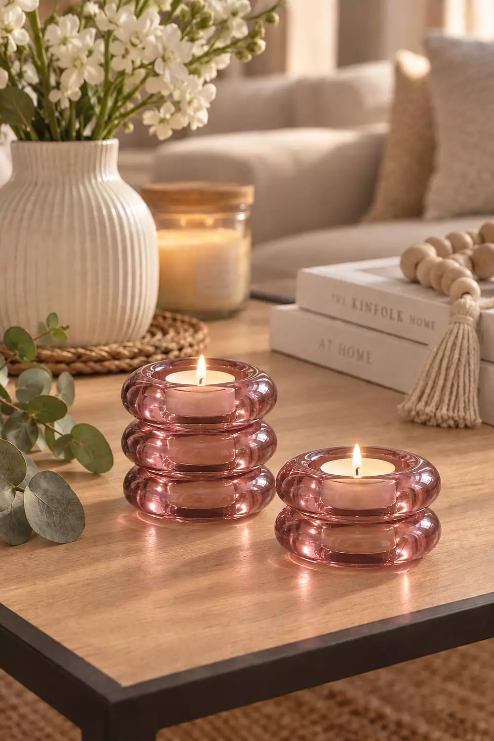 Bubble Glass Tealight Candle Holder Set of 2 – Handmade Pyrex image