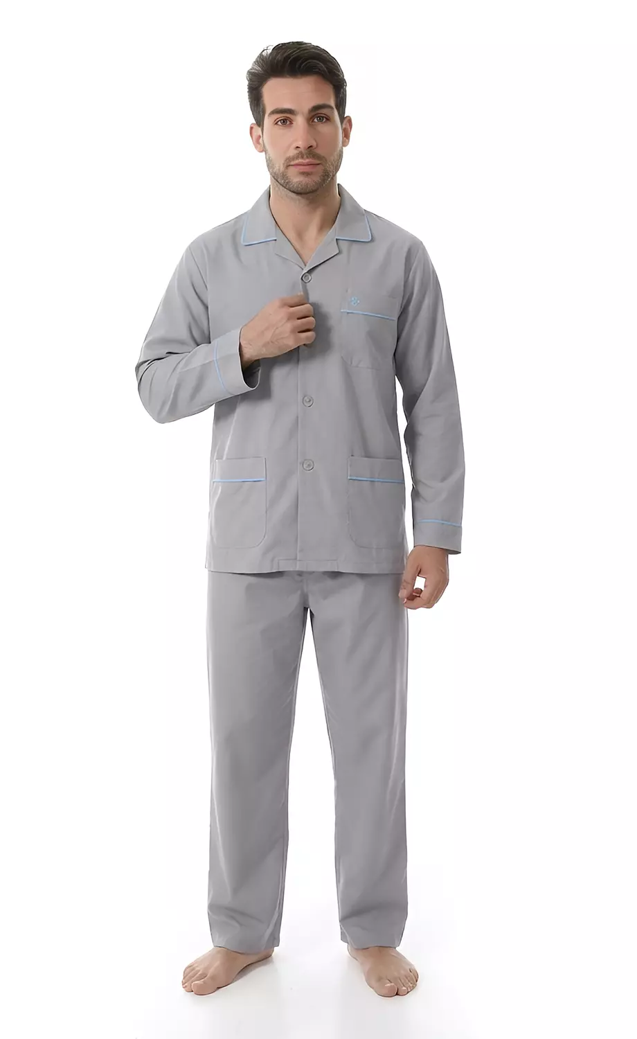 بيجاما رجالي كلاسيك كم طويل - 2454 - لبني image