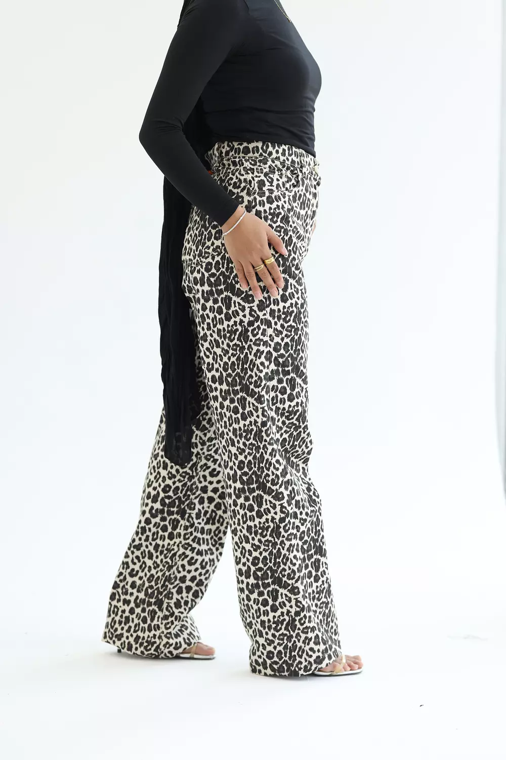 Leopard denim pant 1