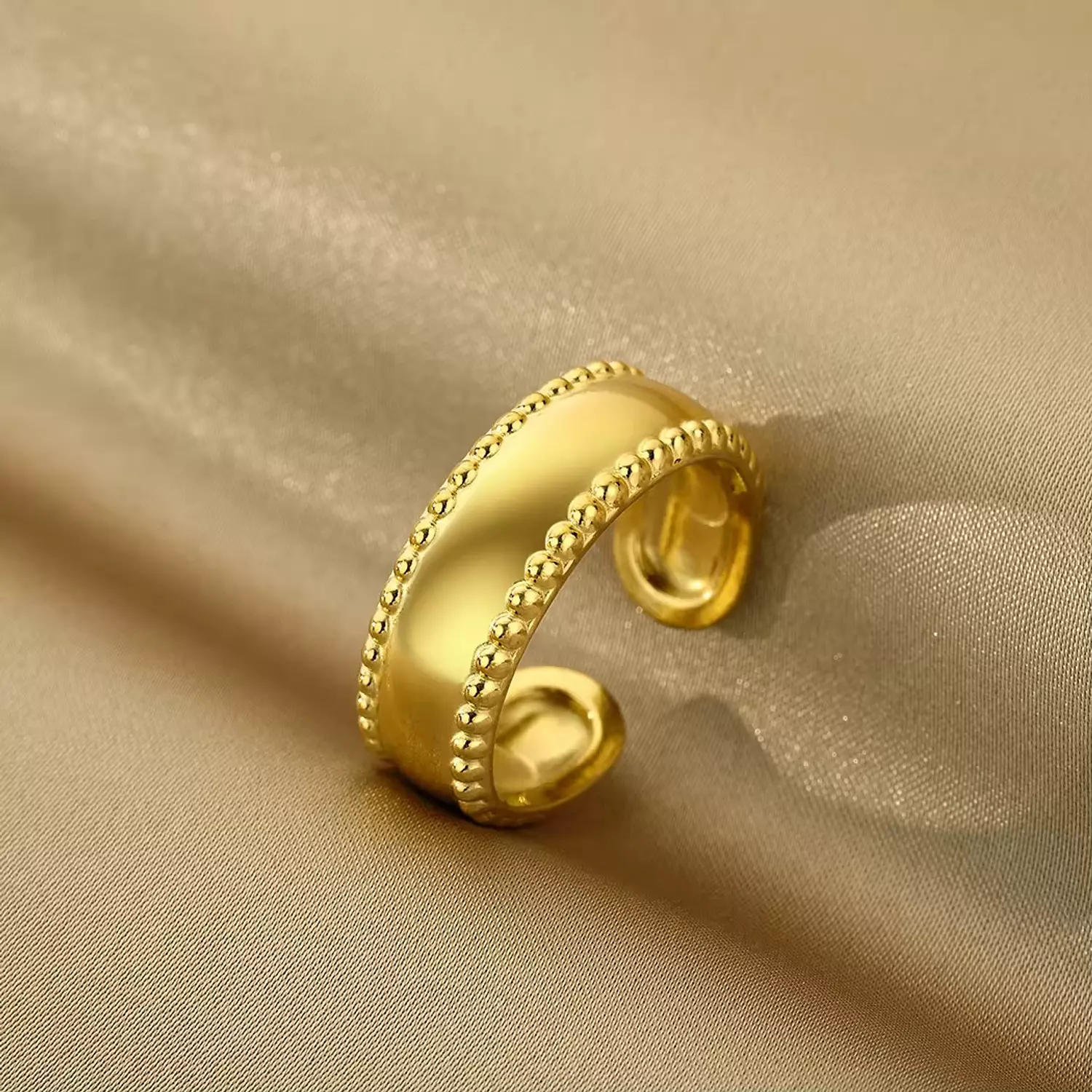 Thick Gold Bead Ring hover image