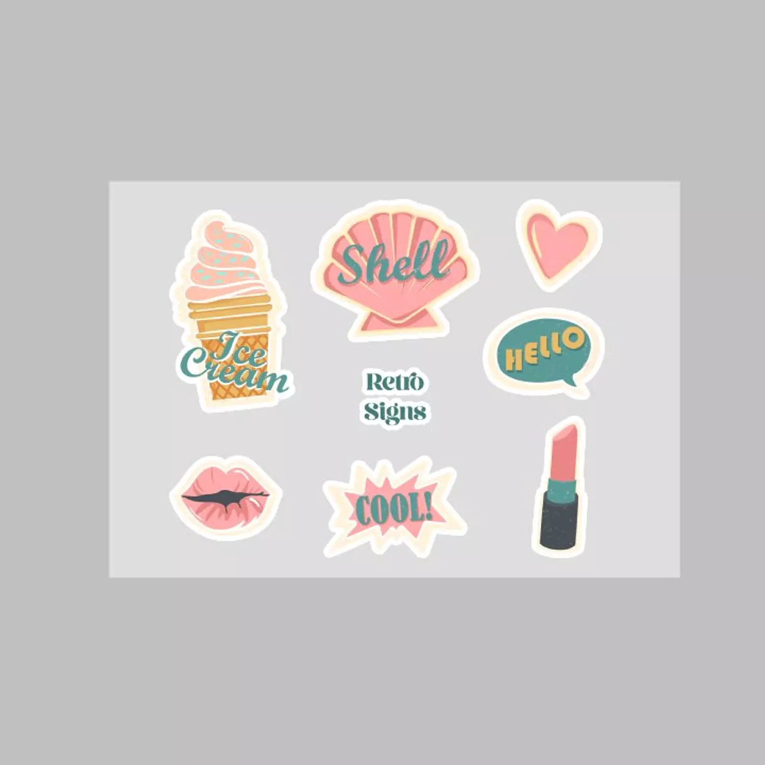Retro Signs Stickers A4 Paper Bundle hover image