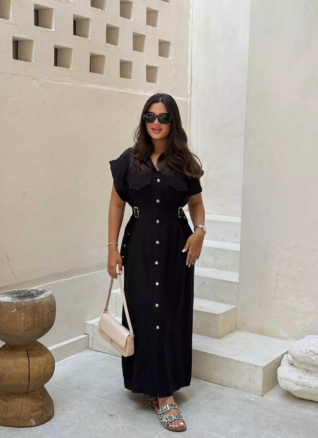 Belted shirt dress image