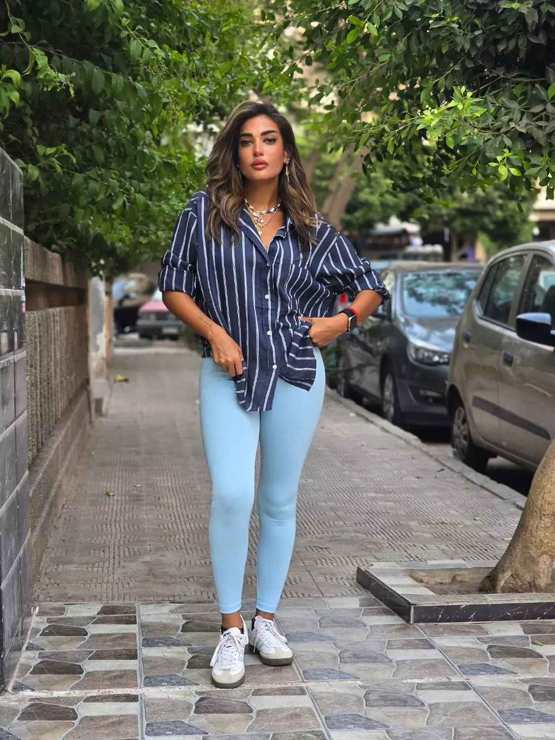 Baby Blue Cotton Ribbed Leggings  hover image