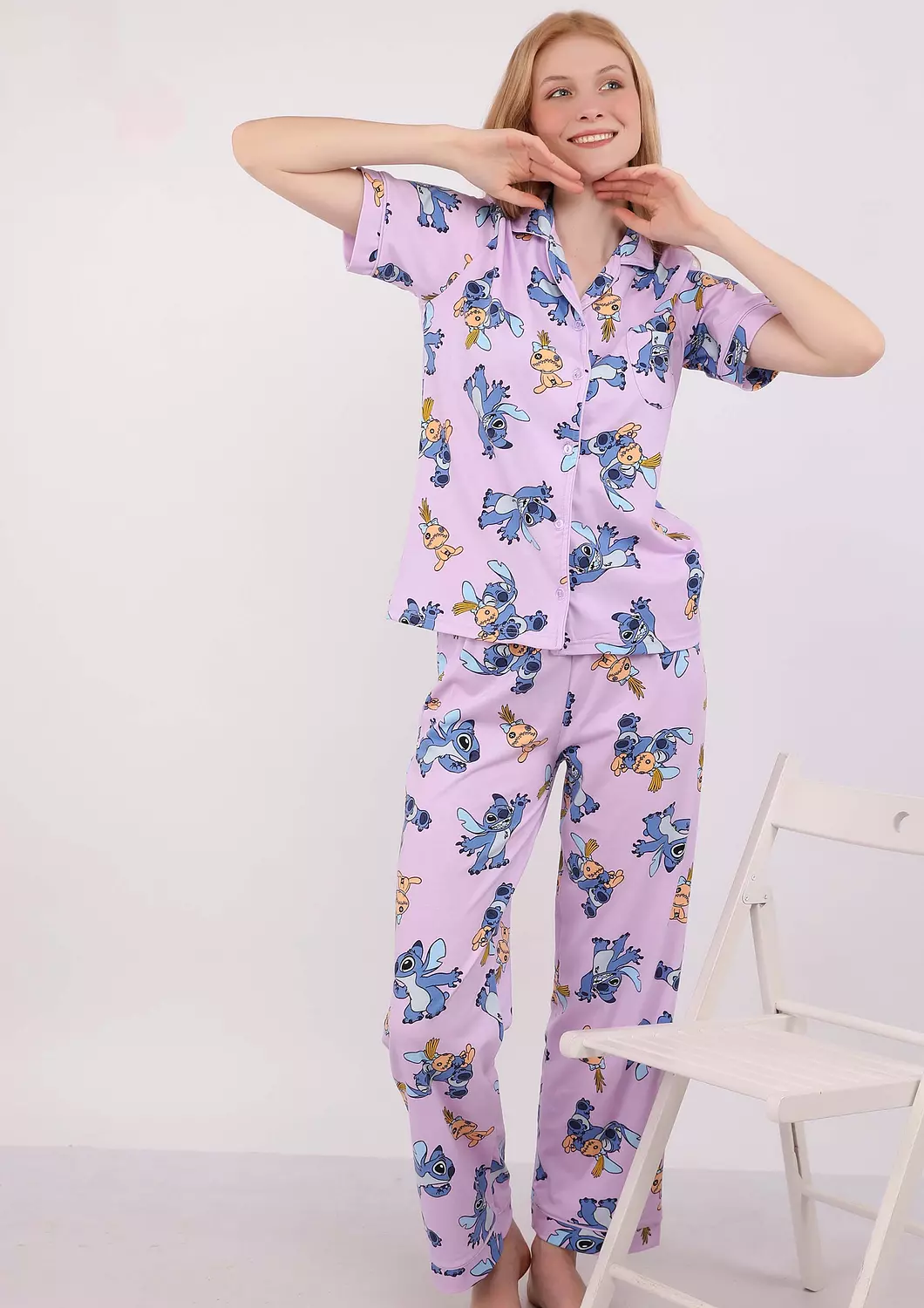 S422 LILO AND STITCH BUTTONED PAJAMA SET  1