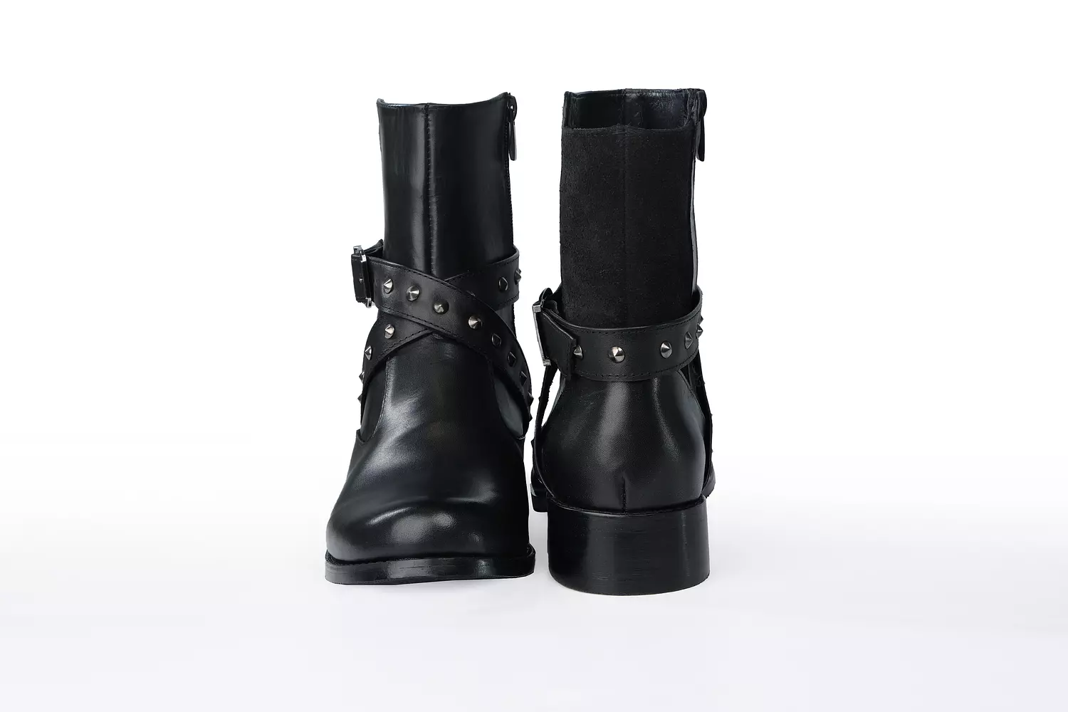 Leather Studded half boot 1