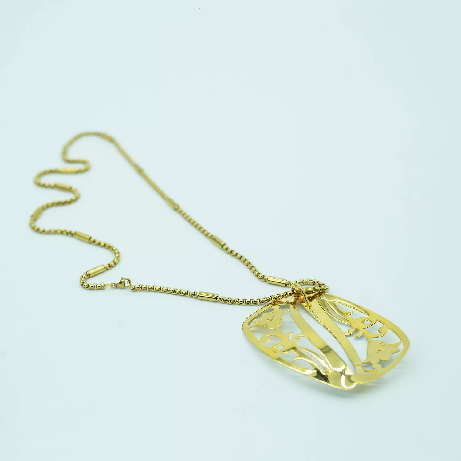 Hand-carved brass sculpture, gold and silver plated, 60 cm - lotus flower 3